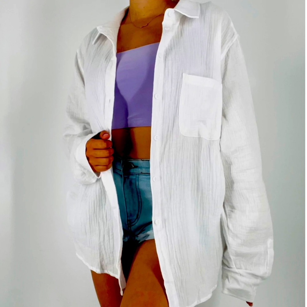 Oversized white button up OS